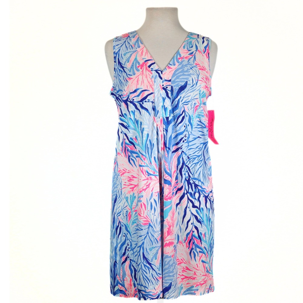 Lilly Pulitzer Shift Dress Womens Medium M Pink Blue Coral Pima Cotton NWT
